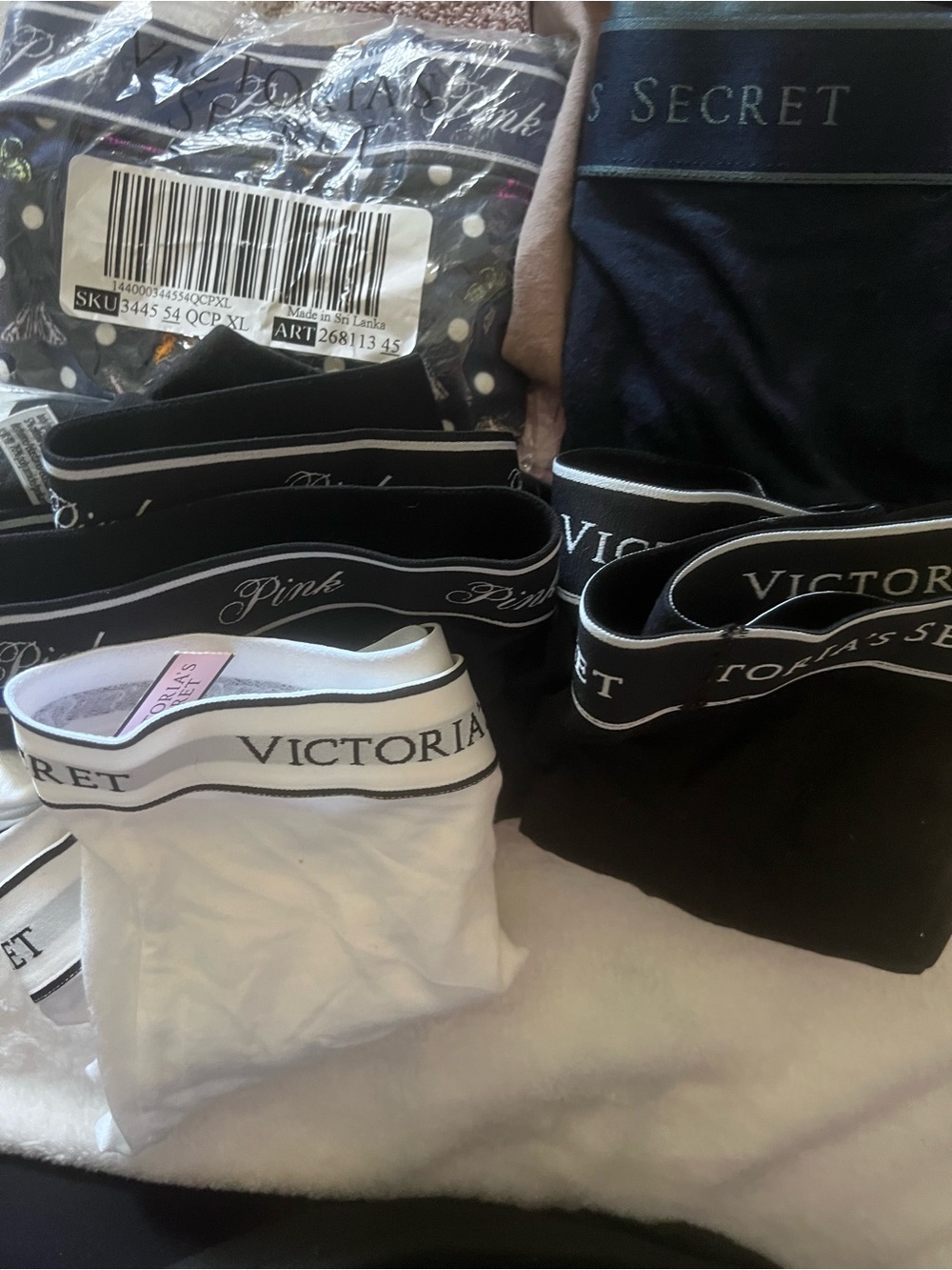 Victoria's Secret Boxer Briefs - Black & White, Black, Navy, Purple Brown dots